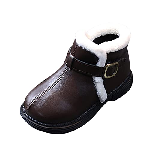 sfdgfhyf Toddler Cartoon Shoes Fashion Autumn Winter Girls Boots Flat Bottom Non Slip Short Plush Warm Solid Buckle Shoes