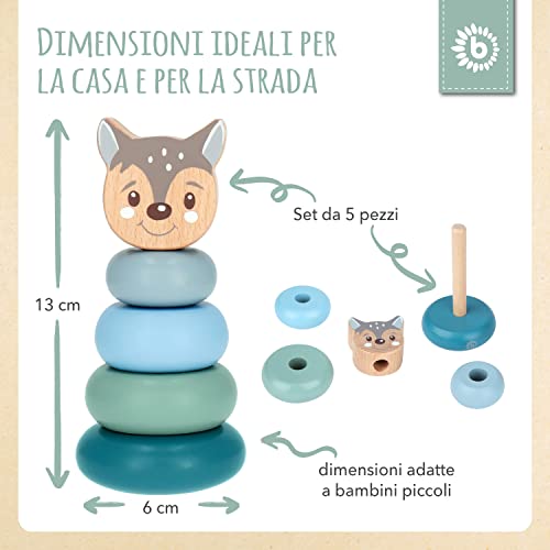 BIECO torre impilabile bambini | anelli legno