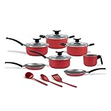 Brinox, Jogo de Panelas 10 Peças Ruby Vermelho Antiaderente