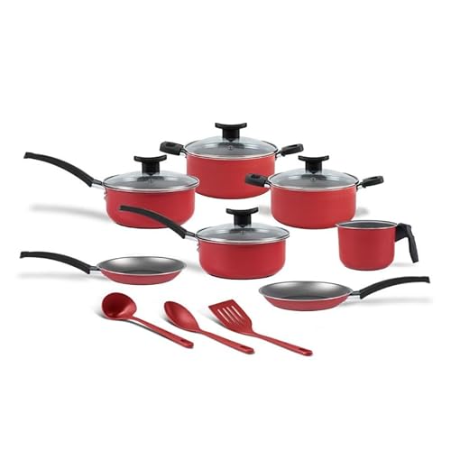 Brinox, Jogo de Panelas 10 Peças Ruby Vermelho Antiaderente