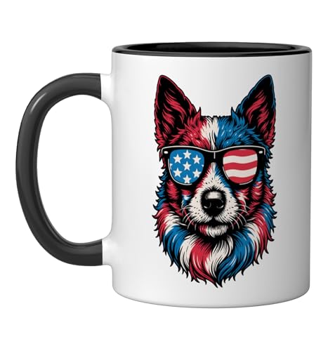 Taza cerámica patriótica Blue Heeler 11 oz miniatura 1