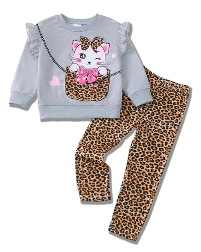 Jecson Toddler Girl Ruffle Sweatshirt and Pants Set