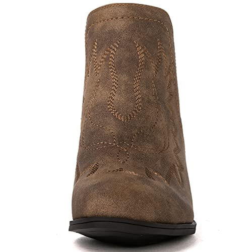 GLOBALWIN Women's Cowgirl boots Western Short Ankle Pull On Comfortable Cowboy Boots For Women Low Heel4