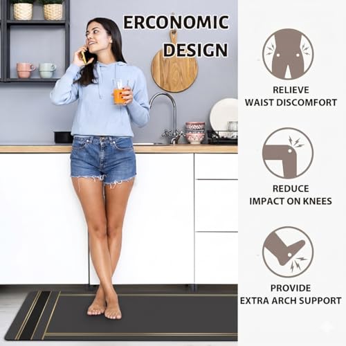 Image of Kitchen Anti Slip Mat for Floor, Waterproof Washable Kitchen Mats, Non Slip Kitchen Floor Mats for Home, Soft Mats for Kitchen, Kitchen Mats for Floor Anti Slip (Black MAT)
