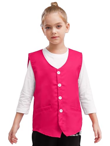 YiZYiF Kid Girls Boys Volunteer Vest Solid Color Irregular Hem Volunteers Activity Waistcoat Uniform