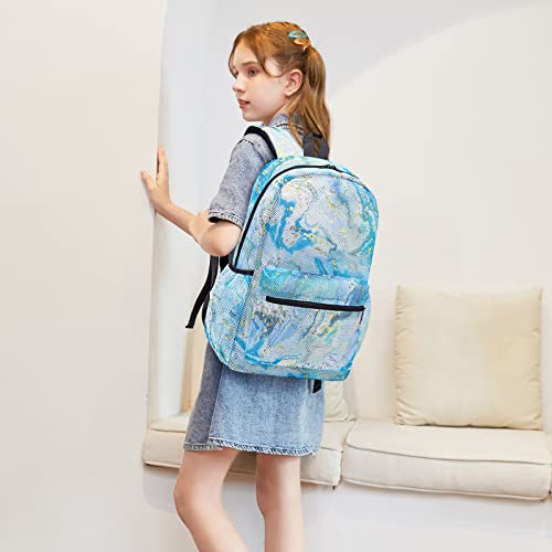 Bluboon Mesh Backpack Girls Kid Semi-Transparent School Bookbags See-Through Lightweight Waterproof Casual Daypack For Beach Gym Travel #TOP1