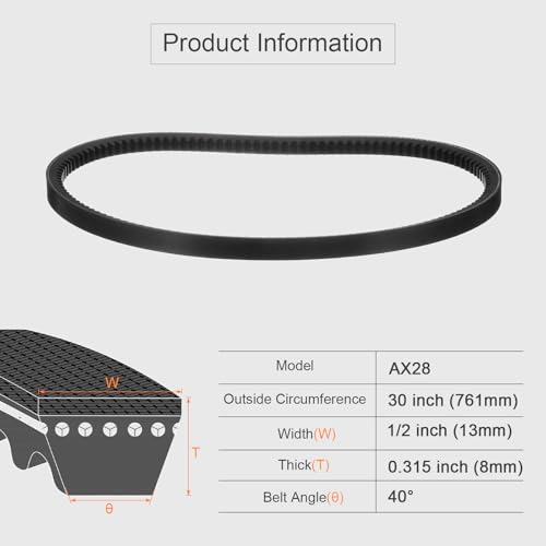 Image of uxcell 3 Pcs AX28 EPDM V-Belt, Raw Edge Cogged Industrial Rubber V Belt 1 /2 inch Width x 28 inch Inside Circumference