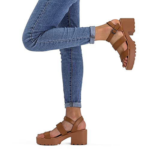 mysoft Women's Platform Sandals Ankle Strap Open Toe Lug Sole 3 Inch Chunky Block Heeled Sandals by mysoft - Used condition - Image 6