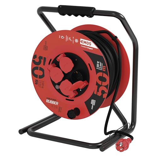 Alargador de cable H05RR-F 2,5 mm2 de 230V y 3500W con tambor industrial de 4 tomas