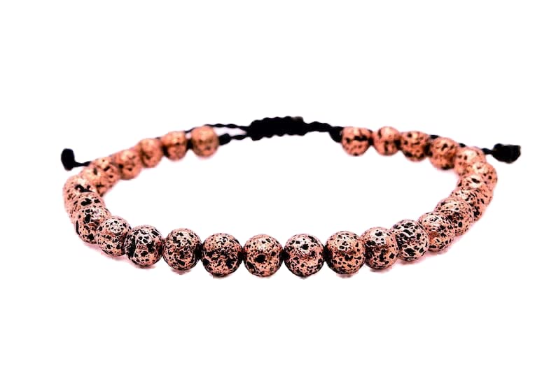 Bracelet en perles de lave cuivrées idée cadeau pour homme et femme