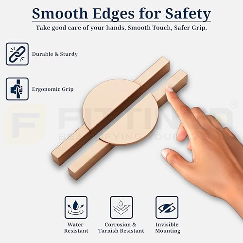 Image of Polo 19 cm Aluminum Wardrobe Handle /Rose Gold TT Finish /160mm Hole to Hole /Modern Wardrobe & Cabinet Pull Handle for Home & Office Furniture /Wardrobe Door Handle - Pack of 2(Left & Right)