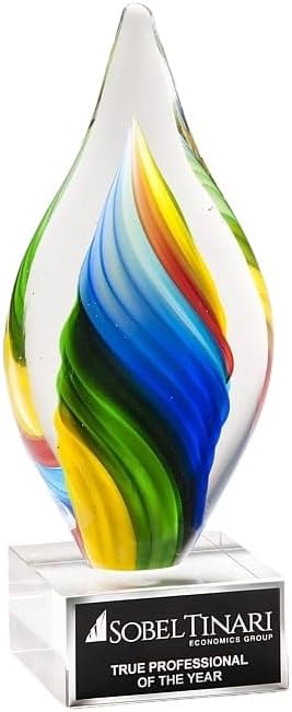 Hit Trophy Rainbow Twist Art Glass Award with Free Engraving (Customize Now!)