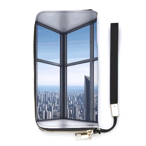 Portefeuille long fin cuir PU Skyscraper Buildings pour vos sorties citadines