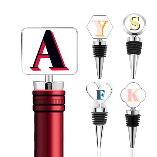Personalized Initial Wine Bottle Stopper,Custom Letter A-Z Design,Customizable Metal Wine Bottle Stoppers Zinc Alloy Wine Saver Corks for Wine,Champagne,Beer,Beverages