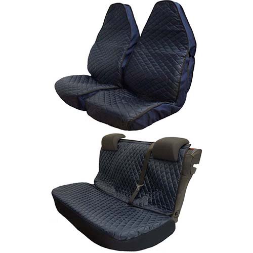 J.R. MotorsportTailor Fit Complete Seat Cover Set, Quilted Material in Navy, Complete Set for Front and Rear Seats