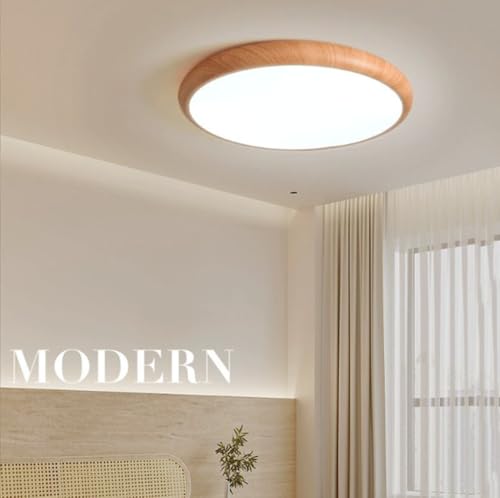 Plafonnier LED grain de bois dimmable de 50 cm avec télécommande pour salon - 2