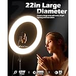 UBeesize 22'' Ring Light with 72'' Stand, 65W Large Ring Light with Phone Holder, Dimmable LED Light for Makeup Barber Stylist Tattoo YouTube TikTok Photography - Image 2