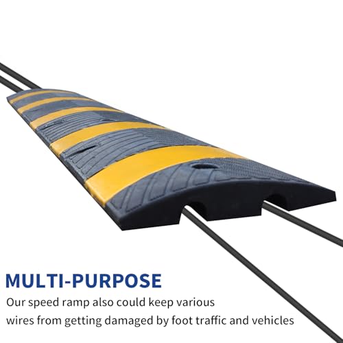 Image of BESEA 72 inch Rubber Speed Bumps for Driveway, Heavy Duty 22000 LBS
