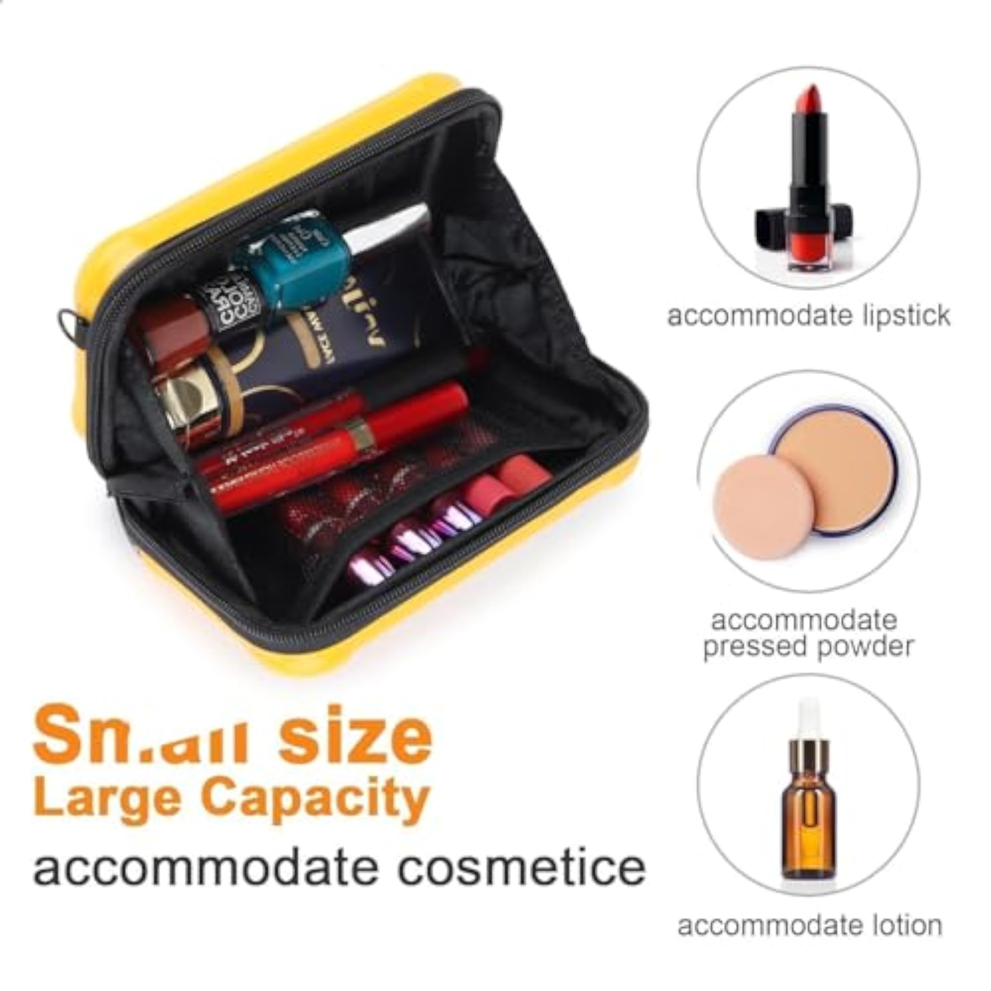 Portable Hard Shell Vanity Bag with Adjustable Strap, Waterproof
