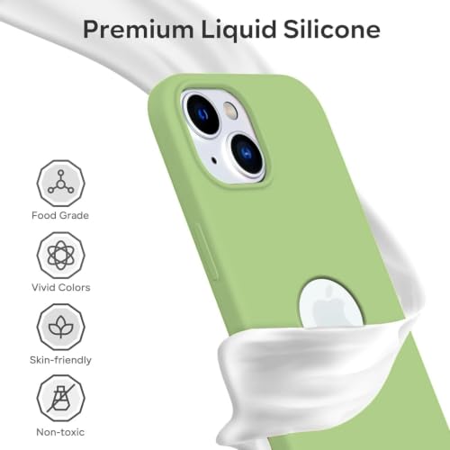Image of VONZEE Liquid Silicone Cover Compatible with iPhone 14 Plus Case (6.7 inch) 3 Layer Microfiber Lining Covers Phone Cases Full Body Protective Wireless Charging Shockproof Back Cover (Matcha)