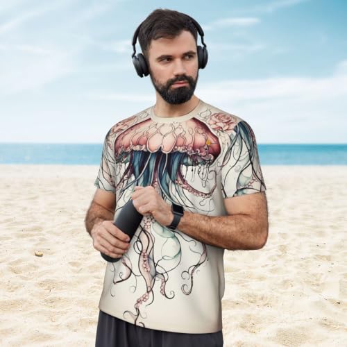 T-shirt maille méduse homme manches courtes haut respirant - 7