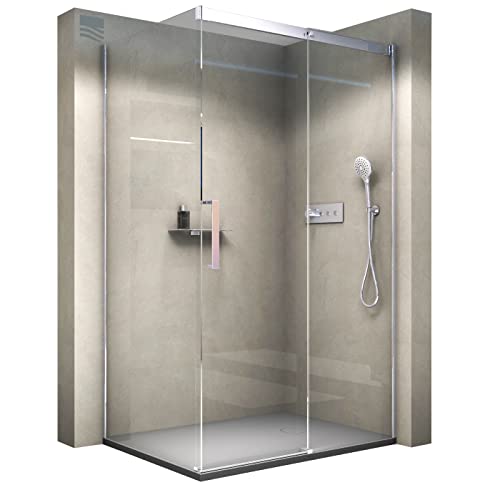 BERNSTEIN® Duschkabine mit Schiebetür Eckdusche DX906 FLEX Chrom - Dusche Schiebetür x Breite: 120x90cm Duschglas aus 8mm ESG Klarglas mit NANO-Beschichtung