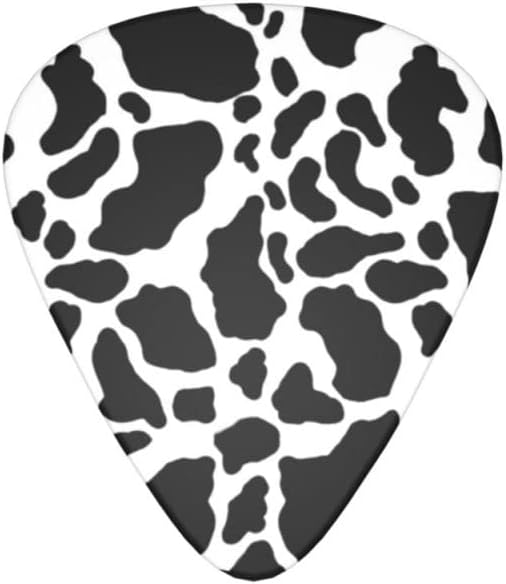 Funny Black White Cows Print Guitar Picks for Acoustic Guitar Electric Medium Thin Heavy Variety Pack Kids Personalized Size Gift Beginners Plectrums 12 PCS
