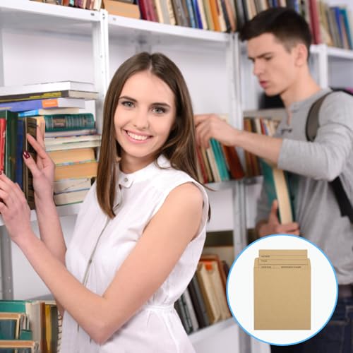 Sobres marrones de bolsillo para biblioteca y tarjetas para organizar tu librería en casa 6