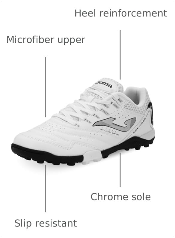 Image of Joma Men's Soccer Cleats Turf (TF), US Size 6.5-12, Synthetic Upper, Durability Rubber Outsole, Aguila 2309 Model, Turf Traction Sole