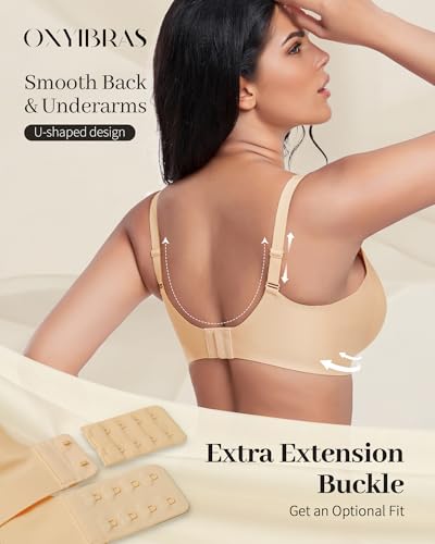 Image of Smooth V Jelly Bras for Women No Underwire Seamless Plunge Bralettes T Shirt Sleep Everyday Bra with Bra Extender