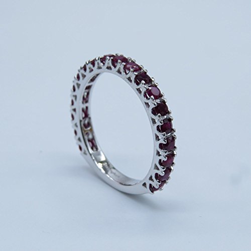 Dazzlingrock Collection Round Ruby Eternity Stackable Wedding Band For Women In 10K White Gold Size 7 #TOP7