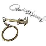Honbay 2PCS Mini Metal Movable Vernier Caliper Ruler Key Chain Keyring for Men Women