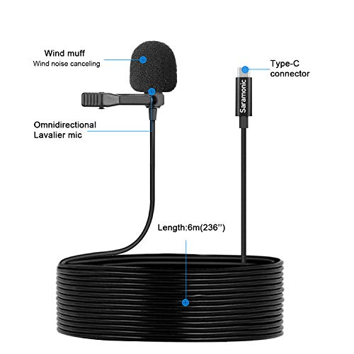 Saramonic Lavmicro Digital Usb Type-C Lavalier Microphone With 90 Degree Usb Adapter With 20Ft Cable Compatible With Ipad Pro, Mac Pc, Samsung, Lg, Google Nexus, Other Usb-C Type Smartphones #TOP5