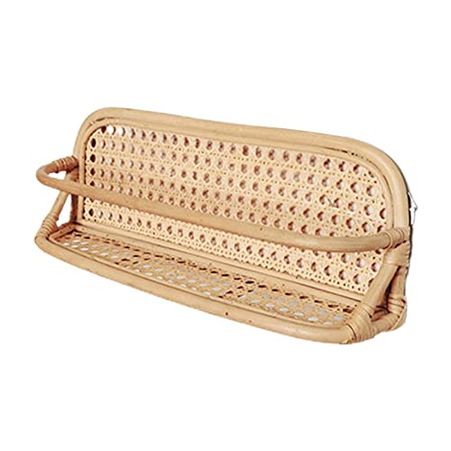 Cyhamse Étagère murale flottante en rotin - Style maison de campagne - Idéale pour le salon, la chambre à coucher, le couloir, la salle de bain, 40 x 11 x 16 cm