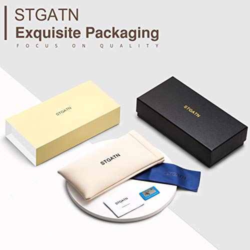 Image of STGATN Polarized Sunglasses for Men -Classic Square Hand-Polished Acetate frames UV Protection Sun Glasses