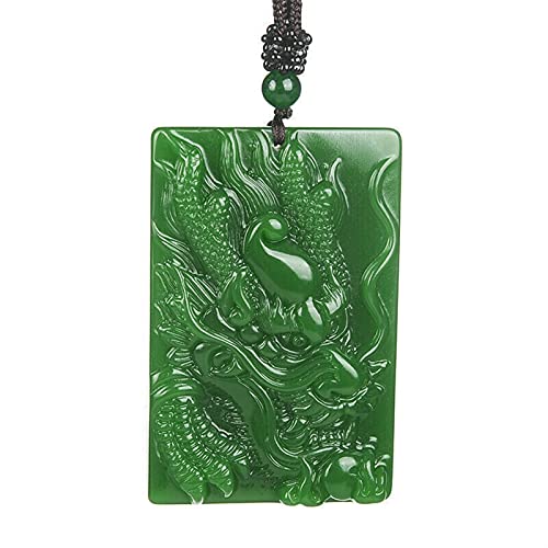Collier dragon vert naturel pendentif pierre fine homme femme style ethnique