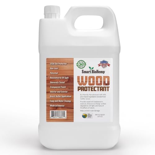 Smart BioHemp Plant-Powered Half Gallon Wood Protectant, Protects from Water & UV Rays, Penetrating Treatment for Outdoor and Indoor Furniture, Marine, and Decking, 150-200 Sq. Ft of Coverage
