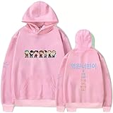 Teiniuby Korean Pop Women Hoodie Hoodies Love Yourself Sweatshirt Pullover Jungkook Jimin J-Hope V Jin RM Coat Sweater Hooded(Pink,Large)