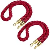 Corde de Barrières, 2 Pièc torsadée de Barrière Diviseur de Files d'Attente Rouge avec Crochets, pour Contrôle Sûr de la Ligne de File D'attente de Foule, 1,5 Mètre de Long