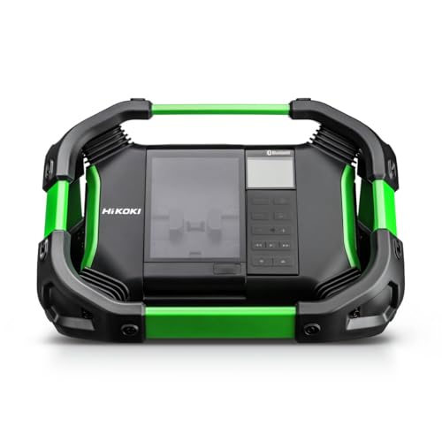 HiKOKI Akku-Baustellenradio UR18DSDL (Bluetooth, DAB+, USB, Wassergeschützt, AUX, Hohe Empfangsleistung und Klangqualität)