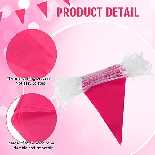 Image of Tatuo 200 Feet Solid Pennant Banners Flags String Triangle Hanging DIY Bunting Flags Party Decorations for Grand Opening Party Banners for Kids Birthday, Shops (Pink)