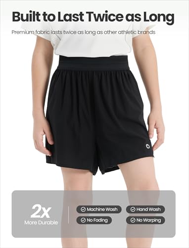 PATPAT Boys 2-in-1 Shorts, Ultra-Light Quick-Dry Mid-Thigh Athletic Shorts with Mesh Liner for Kids Running Soccer Training4