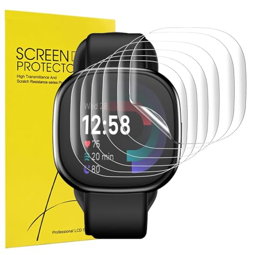 LIANCGJUE 6 Pack Anti-Scratch Film for Fitbit Versa 4 Screen Protector TPU Flexible Film Cover for Fitbit Sense 2/Versa 4 HD Clear Case Protective Compatible for Fitbit Versa 3/Sense Smartwatch
