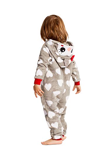 Girls Plush Flannel Fleece Onesie Sleepwear With Animal Face Hood, Flame Resistant, Footless, Half Zip Kids Pajamas, Penguin, 2 Years #TOP1