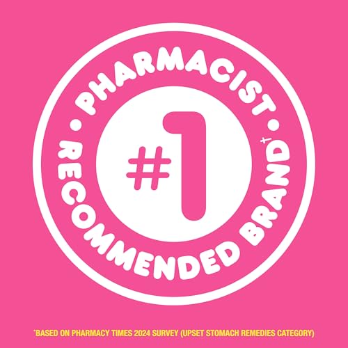 Image of Pepto Bismol Berry Mint Chews, Upset Stomach Relief, Nausea Relief, Heartburn Relief, Indigestion Relief, Anti Diarrhea Medication for Adults - 5 Symptom Fast Relief, 48 Chewable Tablets