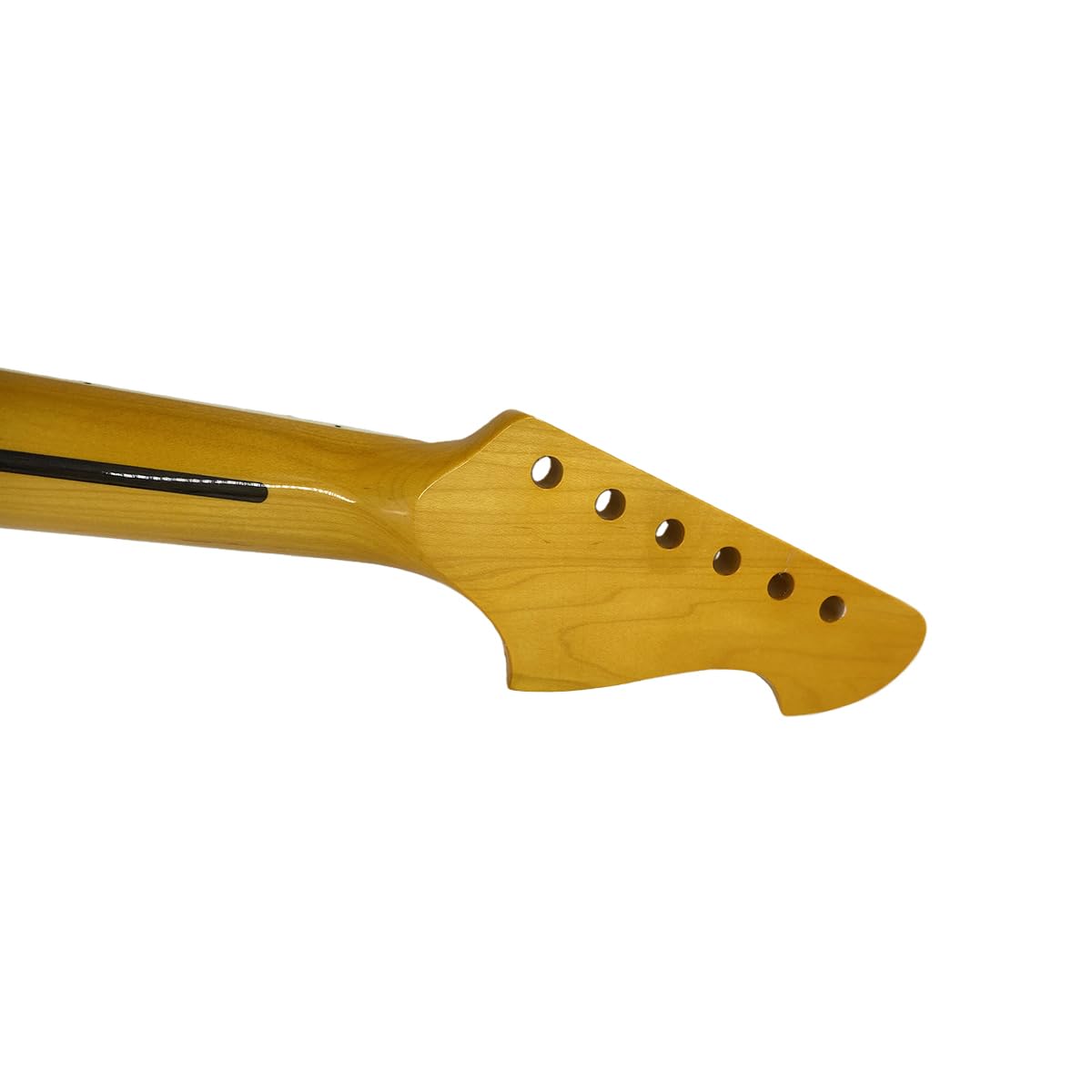 Manico di ricambio per chitarra elettrica in acero per mancini, con vernice gialla lucida, 22 tasti, scala 64,8 cm, tastiera in palissandro con inserto bianco, forma a C, dado normale sul