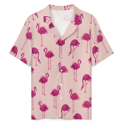 Flamingo Mens Pajama Set Short Sleeve 2 Piece Sleepwear Button Down Tops And Shorts Loungewear Outfits2