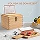 KIRIGEN Holzrezeptbox mit Karten und Unterteilungen Rezeptkartenbox Holzrezeptkartenschutz Rezepthalterbox mit ca. 100 Karten 12 Unterteilungen natürliche Farbe