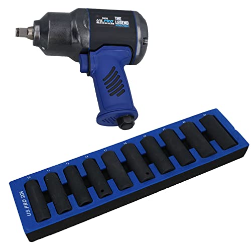 AB Tools 1/2” Drive Air Impact Wrench Gun 1300 Nm + Deep Impact Sockets 10 – 24mm