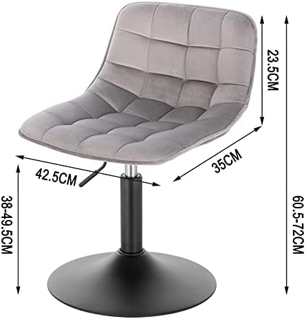 WOLTU Dressing Stool Swivel Velvet Modern Breakfast Dining Chair Rotatable Stool for Kitchen Counter Clinic, Light Grey Bar Stool, Adjustable Gas Lift(38-49,5cm) BH300hgr-1-UK